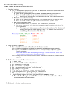 Unit 4: Reactions & Stoichiometry Chapter Outline: Writing Chemical
