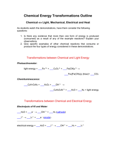 Chemical Energy Transformations Outline (Answers)