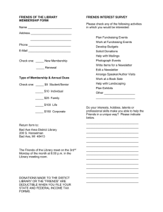 FRIENDS OF THE LIBRARY MEMBERSHIP FORM