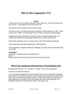 Will of John Legassicke 1714