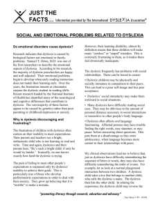social and emotional problems related to dyslexia
