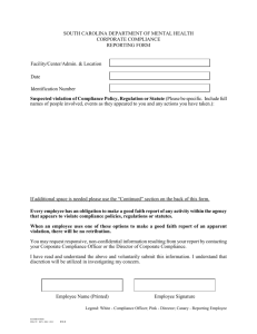 Corporate Compliance Reporting Form