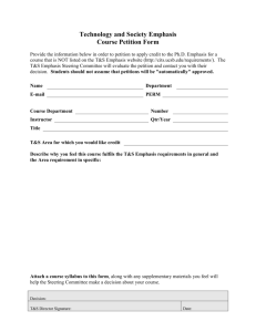 Technology and Society Emphasis Course Petition Form