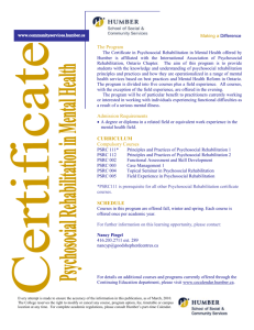 Certificate in Psychosocial Rehabilitation in Mental Health