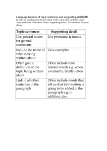 Language features of topic sentences and supporting detail (B)
