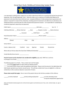 Great Start Early Childhood Scholarship Intake Form