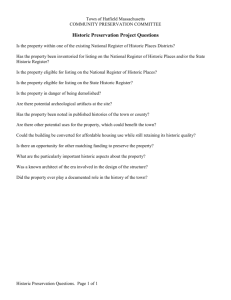 Historic Preservation Questions Word Doc