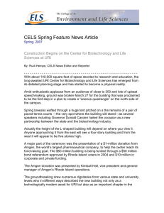 CELS News Article - College of the Environment and Life Sciences