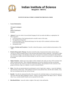 INSTITUTE HUMAN ETHICS COMMITTEE PROTOCOL FORM 1