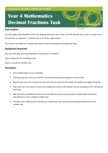 Year 4 Mathematics Decimal Fractions Task Task Outline: You will