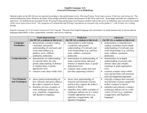 MCAS Performance Level Definitions Aug 2011
