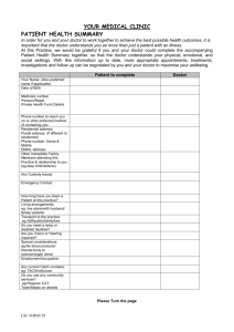 Patient Health Summary for patients to fill in LSC FORM 29