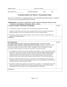 Rubric for Evaluation of Comprehensive Examination (word)