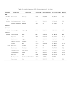 Table S2 cp and mt genomes of 15 plants comparison in this study
