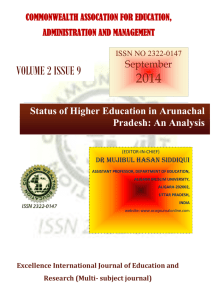 Higher Education in Arunachal Pradesh: Issues and Prospects