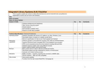 Integrated Library Systems (ILS) Checklist