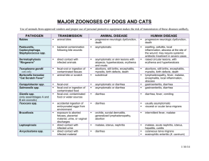 MAJOR ZOONOSES OF DOGS AND CATS