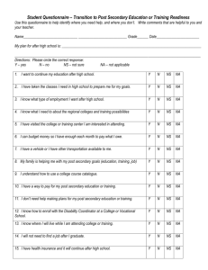Student Questionnaire – Transition Readiness