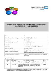 Reportable injuries Dangerous Occurrences and Diseases Policy
