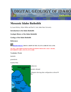 Geologic History of the Idaho Batholith