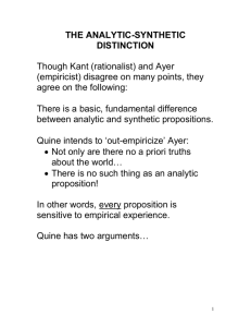 THE ANALYTIC-SYNTHETIC DISTINCTION