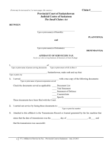 F7.3 – Service by Fax - Saskatchewan Law Courts
