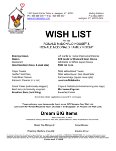 Wish List - Ronald McDonald House Charities of the Bluegrass