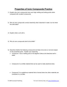 Properties of ionic compounds worksheet