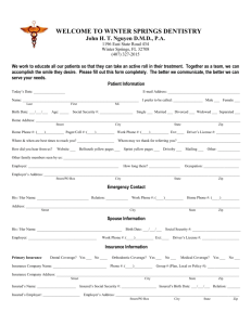 New Patient Form - Winter Springs for Cosmetic & Family Dentistry
