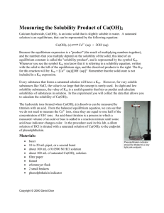 Measuring the Solubility Product of Ca(OH)2