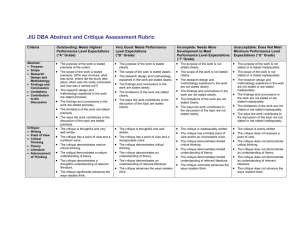 JIU DBA Abstract and Critique Assessment Rubric