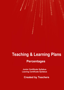 Teaching and learning plan on percentages