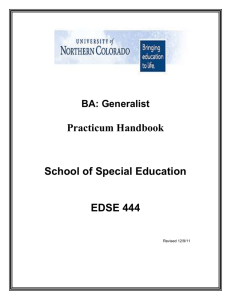 Undergraduate Practicum Handbook - University of Northern Colorado