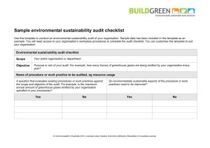 Sample environmental sustainability audit - CPSISC E