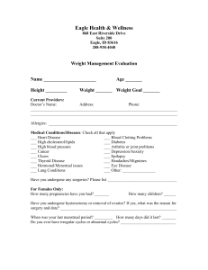 Weight Management Evaluation Form