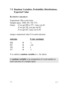 6-7 Random Variables, Probability Distributions, Expected Value
