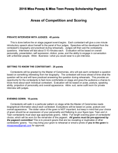 2016 Areas of Competition and scoring