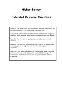 Higher Biology – Extended Response Questions