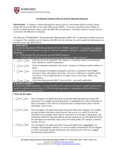 Not Human Subjects Research Determination Request Form