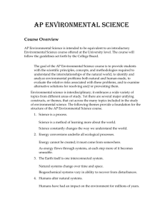 AP Environmental Science - Greater Atlanta Christian Schools