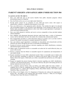 Parent`s Rights and Safeguards Under Section 504