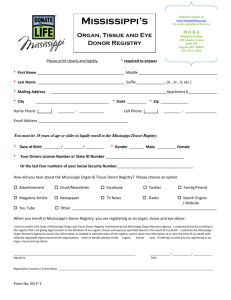 Donor Registration Form - Mississippi Organ Recovery Agency