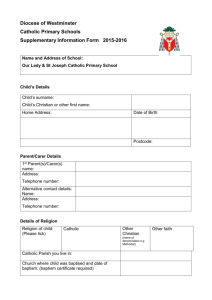 Our Lady and St Joseph - Supplementary Information Form