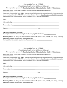 Membership Form for PATMAD - Thursday Night Contra Dance