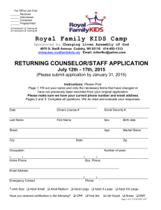 Royal Family Returning Counselor Application