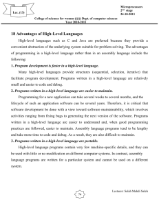 18 Advantages of High-Level Languages High
