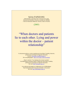 “When doctors and patients lie to each other. Lying and power within