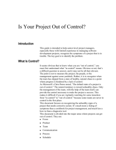 Is Your Project Out of Control?