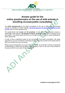 Answer guide for the online questionnaire on the use of wild animals