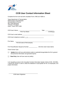 CCIS User Contact Information Sheet